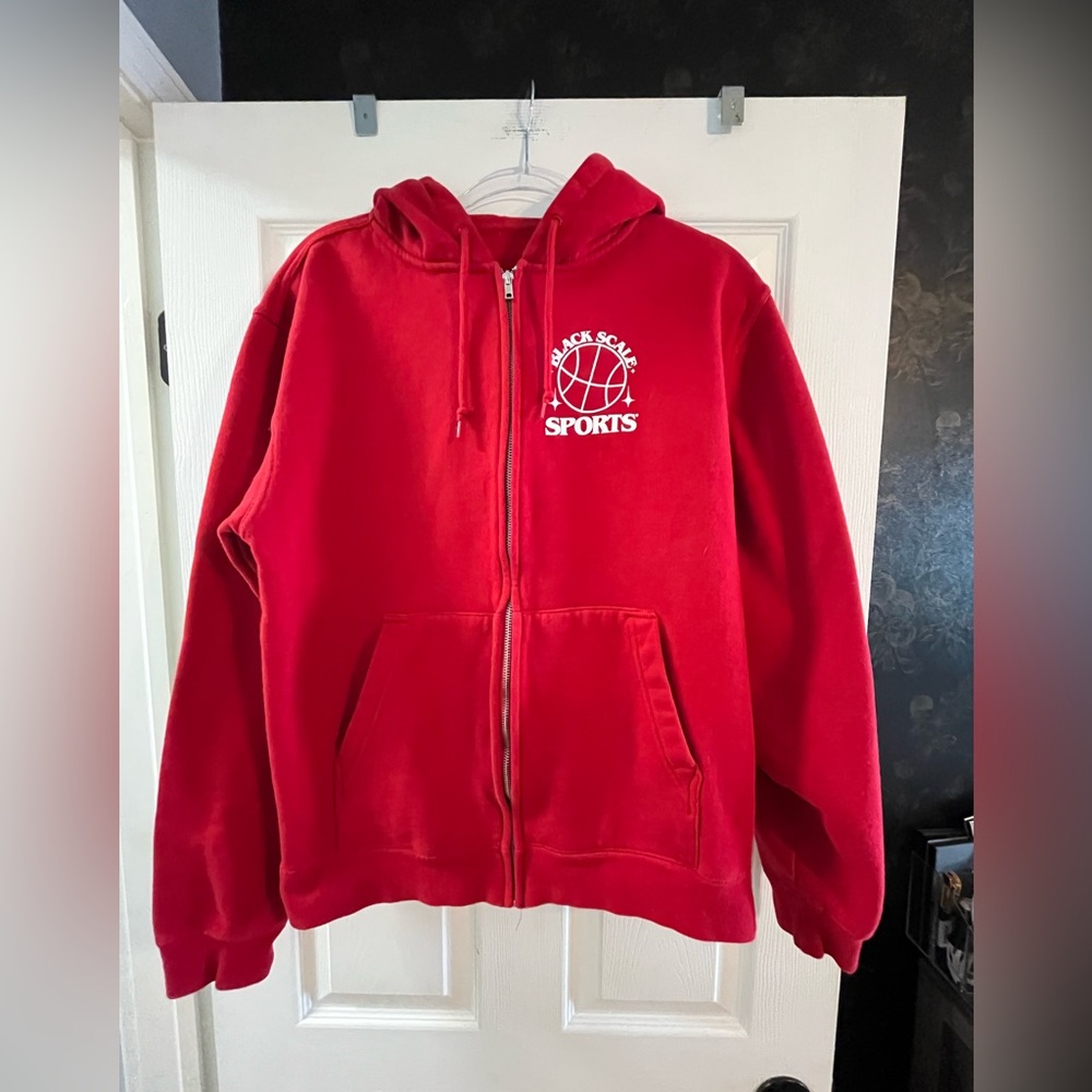 NWOT Red Black Scale Zip-up Hoodie